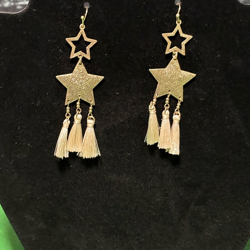 Gold Star Tassel Earrings